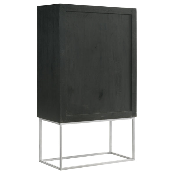English Elm Washoe Rustic Walnut & Black 2-Door Bar Cabinet with Wine Rack, Stemware Storage, Industrial Frame B062P358300