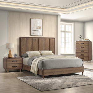 English Elm 1pc Contemporary Brown Wooden Tall Chest Five Drawer Bedroom Storage Compact Design B2741P482266