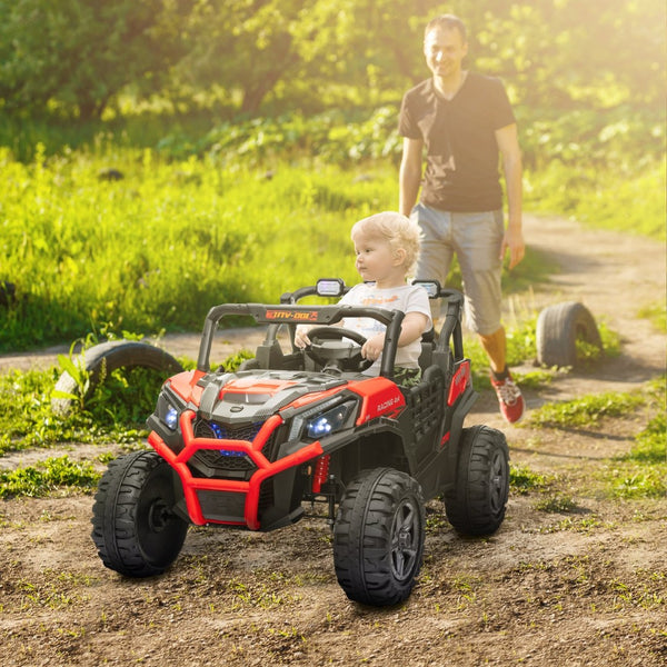 English Elm Qaba 24v Two Seat Kids Ride on Car with Dual Motors Spring Suspension Remote Red W2225P249872