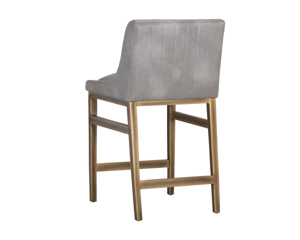 Sunpan Halden Urban Bar Stool with Bold Channel Tufting and Rustic Bronze Steel Frame for Stylish Spaces Bravo Metal