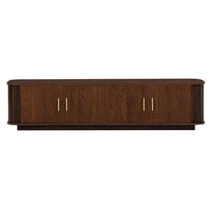 English Elm 70-inch Media Console with Sliding Groove Doors Solid Pine Legs and Cable Management N710P427898P