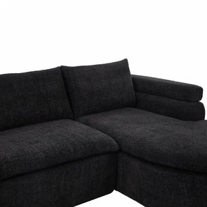 English Elm 106" L-shaped Sectional Sofa Modular Chaise Lounge Neutral Fabric Living Room Black N771P396321H_N771P396322H