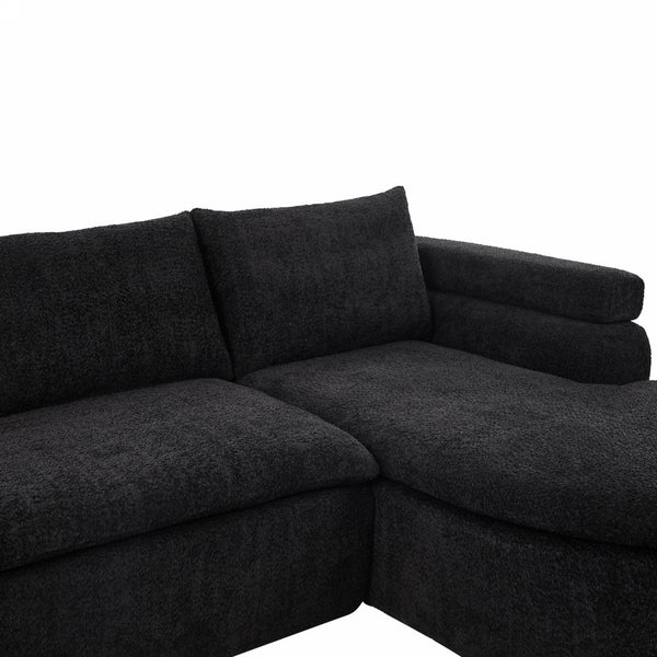 English Elm 106" L-shaped Sectional Sofa Modular Chaise Lounge Neutral Fabric Living Room Black N771P396321H_N771P396322H