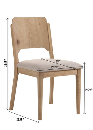 English Elm Set of 2 Warm Wood Beige Dining Side Chairs - Upholstered Spat-Back, Cushioned Seats, Sleek Solid Wood Finish B011P373694