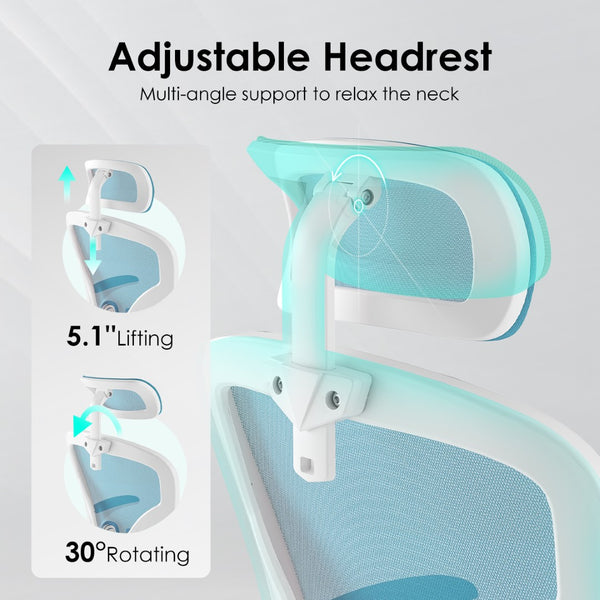 English Elm Ergonomic High Back Mesh Desk Chair with Flip up Arms and Adjustable Lumbar Support Blue,White T3623P434250
