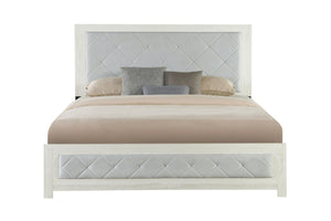 English Elm Jehoram Queen Bed Linen Upholstered Frame with Lozenge Headboard for Modern Bedroom B2726S00531