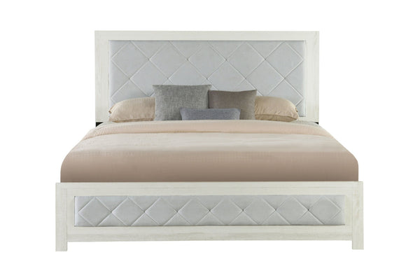 English Elm Jehoram Queen Bed Linen Upholstered Frame with Lozenge Headboard for Modern Bedroom B2726S00531