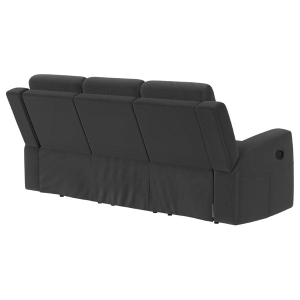 English Elm Slater Manual Reclining Sofa with Channel Tufted Back and Suede Leatherette Upholstery Charcoal B062P440397