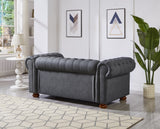 English Elm Classic Chesterfield Sofa Loveseat For Living Room Grey Faux Leather