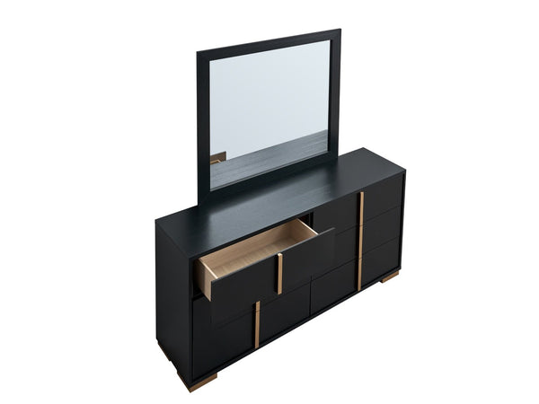 English Elm Steeler Five Drawer Glam Dresser Black Laminate with Gold Hardware Bedroom Storage B078P497914