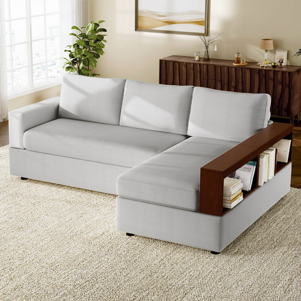 English Elm Christopher Knight Home® - 87.4" Sectional Sofa with Chaise, Chenille Upholstery, Reversible Armrests & Hidden Storage for Cozy Living Gray N763S000010E