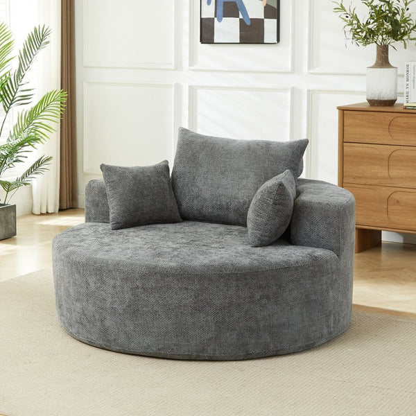 English Elm 55'l Chenille Sleeper Accent Chair Fluffy Cloud Design for Bedroom or Lounge W834P431181