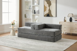 English Elm UNITED Folding Sofa Bed with Removable Cover Zipper, Chenille Memory Foam Sleeper for Small Spaces Gray W1568P293808