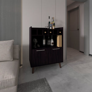 English Elm Bar Cabinet Black+Khaki with 2 Doors 1 Shelf – Compact Engineered Wood Storage, Eco-Friendly Design B097P262383