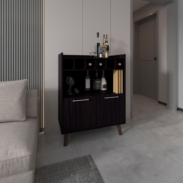 English Elm Bar Cabinet Black+Khaki with 2 Doors 1 Shelf – Compact Engineered Wood Storage, Eco-Friendly Design B097P262383