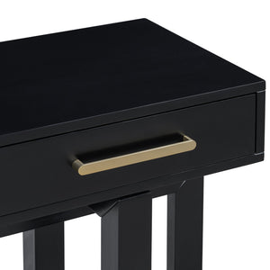 English Elm U_STYLE Elegant Console Table with Three Drawers, Long Slim Entryway Table for Hallway & Foyer Storage Black N711P175776B