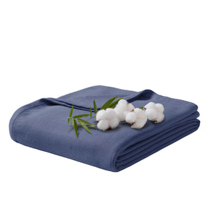 JLA Home Madison Park - Rayon Diamond Jacquard Bamboo Cotton Blanket — Silky Breathable Weave, Durable Pilling-Resistant Giftable Navy AM51-0523