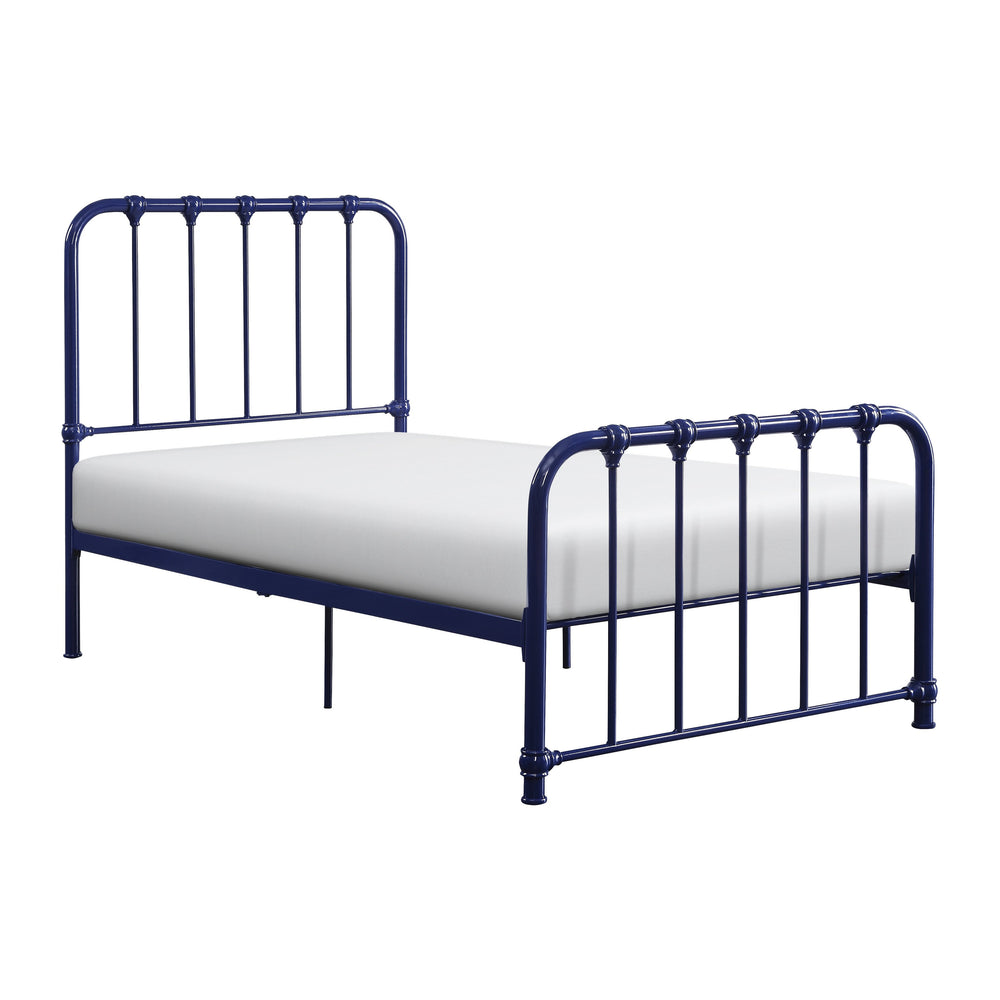 English Elm Metal Bed Bethany Queen Platform with Curved Headboard and Timeless Accent Joints for Stylish Rooms Blue 47.25 L x 41.75 W x 4 H B011P265592