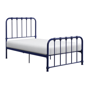 English Elm Metal Bed Bethany Queen Platform with Curved Headboard and Timeless Accent Joints for Stylish Rooms Blue 47.25 L x 41.75 W x 4 H B011P265592