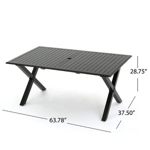 English Elm Outdoor Expandable Cast Aluminum Slatted Patio Dining Table with Rust Resistant Frame N768P372920B