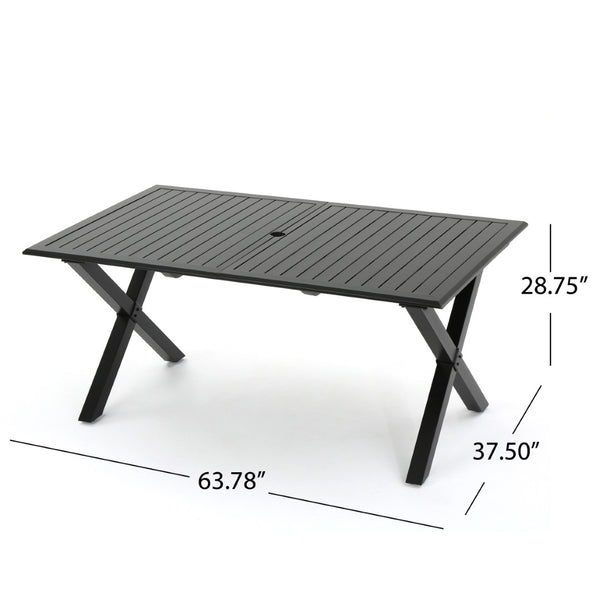 English Elm Outdoor Expandable Cast Aluminum Slatted Patio Dining Table with Rust Resistant Frame N768P372920B