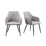 Walker Edison Modern Upholstered Dining Chairs - Fog Grey, Metal Frame, Comfortable Cushions