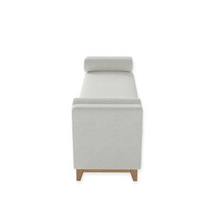English Elm 66 Inch Sherpa Upholstered Storage Bench with Fluted Wood Base and Bolster Pillows Beige+Natural W1658P446112