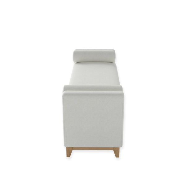 English Elm 66 Inch Sherpa Upholstered Storage Bench with Fluted Wood Base and Bolster Pillows Beige+Natural W1658P446112