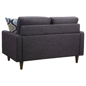 English Elm Gavito Grey Tufted Loveseat with Track Arms — Vintage-Inspired Comfort, Plush Cushions & Sleek Style B062P328607