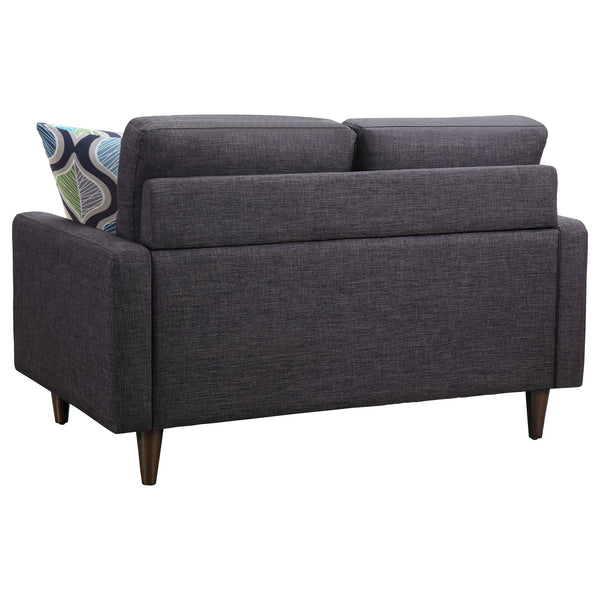 English Elm Gavito Grey Tufted Loveseat with Track Arms — Vintage-Inspired Comfort, Plush Cushions & Sleek Style B062P328607