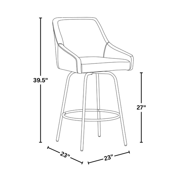 English Elm Fixed-height Swivel Counter Stools with Faux Leather Seats and Chrome Footrest Set of 2 B202S02151