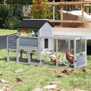 English Elm Portable Pinewood Chicken Coop with Nesting Box Run and Wheels for Backyard Flocks Gray W2181P356211