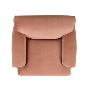 English Elm Jennifer Taylor Home - Alana 38" Lawson Accent Arm Chair In Luxurious Peach Velvet With Metal Casters For Easy Mobility B2719P238303