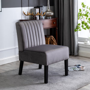 English Elm Reese Mid Century Modern Velvet Accent Chairs Set of 2 — Channel Tufted Comfort with Solid Wood Legs and Luxurious Upholstery Grey B2735P271032