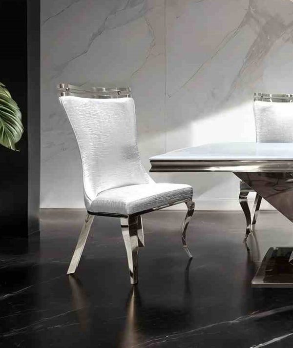 English Elm Glam Upholstered Tiger Print Side Chairs - Set Of 2 With Silver Saber Legs For Dining Elegance B2741S00722