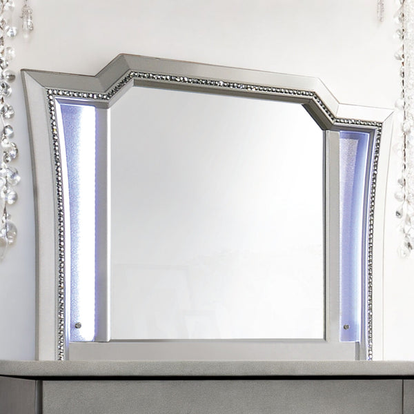 English Elm Kaitlyn Arched LED Vanity Mirror with Beveled Edge and Sparkling Trim for Luxe Bedroom or Bath Decor Champagne 55 L x 42 W x 3 H B2726P261864