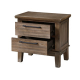 English Elm Hoeya Brown 2-Drawer Nightstand With Tapered Legs