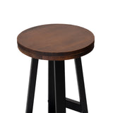 English Elm Walker Edison - Rustic Distressed Solid Wood Round Dining Stool – Mahogany