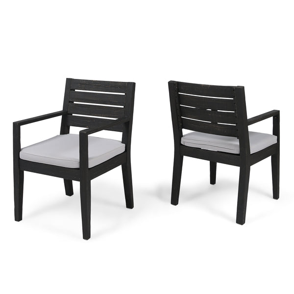 English Elm Christopher Knight Home® - Outdoor Dining Chair Set of 2 with Weather-Resistant Frame, Comfortable Light Gray Cushions, Ergonomic Armrests and Sturdy Construction for Patio, Deck, Poolside Seating (Set of 2) DARK GREY 63949.00SDGRY