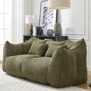 English Elm Soft Plush Foam Beanbag Chair for Two People, Square Recliner Sofa With Superfiber Comfort Embrace Olive Green W1996P252273