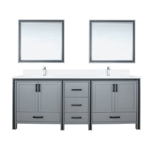 English Elm Dark Grey Double Bath Vanity 84" W x 22" D with Cultured Marble Top, Chrome Faucet & 34" Mirrors, Durable Surface B2731S01148