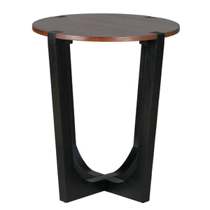 English Elm Christopher Knight Home® - ACACIA Solid Wood Side Table — 17.5" Round Top, Handcrafted Grain, Durable Modern Accent Table Brown+Black N770P269891B