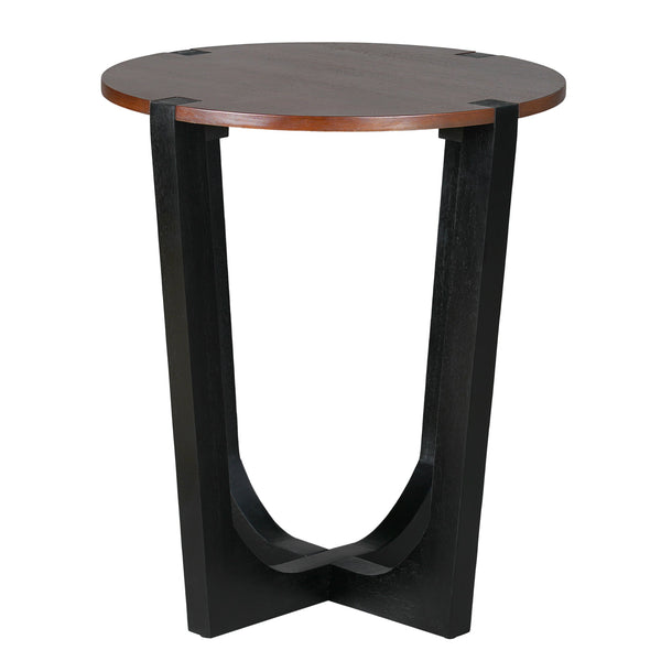 English Elm Christopher Knight Home® - ACACIA Solid Wood Side Table — 17.5" Round Top, Handcrafted Grain, Durable Modern Accent Table Brown+Black N770P269891B