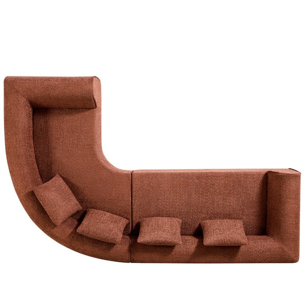 English Elm 110" Curved Modular Sectional Sofa Low Profile Foam Cushions for Contemporary Living Camel N767P366011C