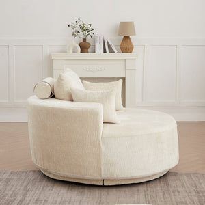 English Elm 55''l 55'l Chenille Foam Swivel Lounge Chair Plush 360 Rotation Modern Seating for Any Room W834S00595