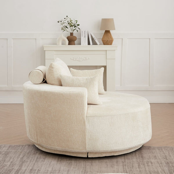 English Elm 55''l 55'l Chenille Foam Swivel Lounge Chair Plush 360 Rotation Modern Seating for Any Room W834S00595