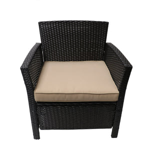 English Elm Christopher Knight Home® - ST LUCIA CHAIR Stylish PE Rattan Patio Seat with Iron Frame, Waterproof Fabric, Compact 28.25x25.5x17 Brown+Tan 54676.00BRN