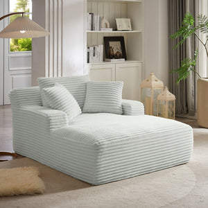 English Elm Oversized Corduroy Chaise Lounge Fully Assembled Modern Sleeper for Living Room or Office Light Grey W2339P263156