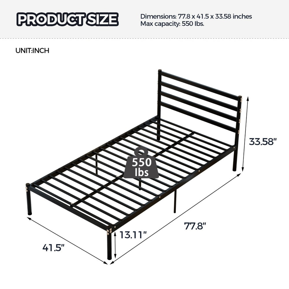 English Elm Bunk Bed Twin Over Heavy Duty Iron Frame with Guardrail for Teens and Adults W3752P464700