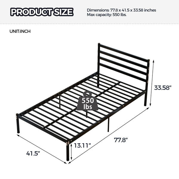 English Elm Bunk Bed Twin Over Heavy Duty Iron Frame with Guardrail for Teens and Adults W3752P464700